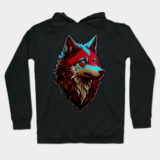 Colorful Wolf With Flowers Hoodie